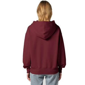 Sweat-shirt à capuche unisexe surdimensionné 2026 en polaire couleur unie respirant, coupe décontractée, longueur standard, hiver, logo frontal – Vente en gros - Product Image 2