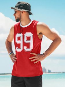 Mens Jersey <b>Shirt</b> Number Graphic Mesh Workout Tank Top <b>Y2k</b> Oversized Casual Sleeveless Tees - Product Image 2