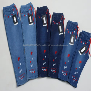 Jeans évasés décontractés pour filles, taille élastique, avec poches, en denim du Bangladesh, en stock, vente en gros - Product Image 4
