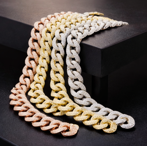 Cadena de Eslabones de Alta Gama con Incrustaciones de Diamantes, Plata de Ley 925, Acabado en Oro de 10K y 14K, Collar de Rapero, Joyería de Estilo Urbano para Hombre - Product Image 2