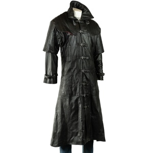 OEM <b>Men</b> Winter Leather <b>Jacket</b> Long Length Stand Collar Genuine Leather Custom Logo High Street Trendy Streetwear Outerwear - Product Image 1