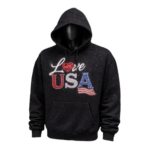 High Quality Unisex 450gsm Fleece High Street Streetwear Hip Hop Acid Wash Rhinestone Breathable Pocket Hoodie Custom <b>Sun</b> Faded - Product Image 4