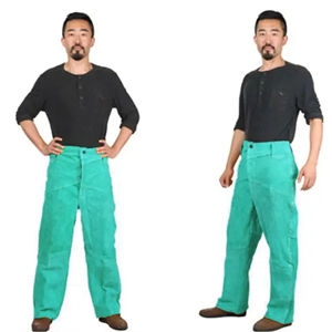 Pantalon de soudeur en cuir de vachette de qualité supérieure, résistant, pour la protection des jambes, vêtements de travail pour la construction et la soudure - Product Image 1