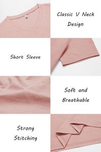 Camiseta de Cuello en V para Hombre, Algodón Premium, Manga Corta, Informal, Tejido Suave y Transpirable, Corte Ajustado, Moda de Verano, Básica para el Día a Día - Product Image 6