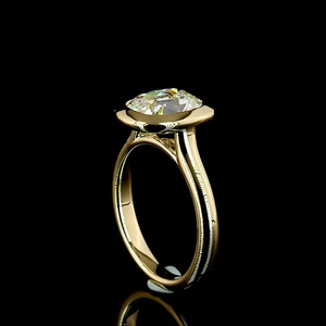 IGI certified 2.25 CT Cushion Cut Diamond Engagement Ring Modern Full Bezel Setting 18K Yellow Gold Solitaire bezel ring - Product Image 2