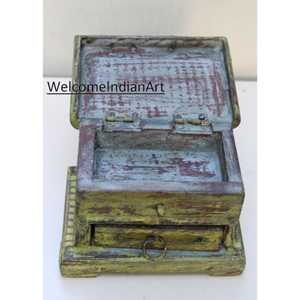 Caja de almacenamiento decorativa pequeña de madera pintada a mano caja de regalo modelo 1 - Product Image 1