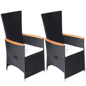 Set da Pranzo in Legno Massello di Acacia con Rattan PE e Acciaio Verniciato a Polvere Nero, Arredamento da Giardino - Product Image 6