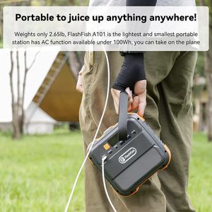 Estación de Energía Portátil Flashfish de 120W, 98Wh/26400mAh, Generador Solar, AC/DC/Tipo C/USB/Linterna, Batería de Respaldo - Product Image 4