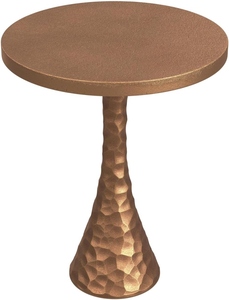 Mesa Auxiliar Redonda Bassett Mirror Nero, Acabado Dorado Antiguo Moderno, Latón Hecho a Mano, Textura Martillada, Mesa Decorativa de Lujo - Product Image 2