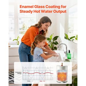 Calentador de Agua Eléctrico de 1600W con Pantalla LED, Tanque de 6 Galones, Control de Perilla en el Punto de Uso, Salida Superior, 120V, Calentadores de Agua Eléctricos de Almacenamiento - Product Image 4