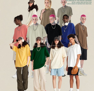 เสื้อยืดคอกลมผ้าฝ้ายใส่ได้ทั้งชายและหญิงเสื้อยืดไหล่ปล่อยชาย - Product Image 2