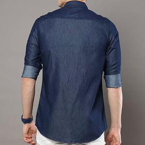 Chemise en jean à manches longues pour homme, sur mesure, OEM, pour le printemps et l'été, 100% coton, décontractée, en vente. - Product Image 5