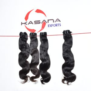 Extensions de cheveux humains à double trame de temple indien pour femmes vague de corps vierge couleur noire naturelle cuticule alignée vague profonde lâche - Product Image 2