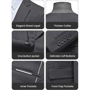 Traje de Negocios de 3 Piezas para Hombre, Corte Entallado, Cierre de Una o Dos Botones, Chaqueta Blazer, Chaleco y Pantalones, para Fiestas, 2025 - Product Image 3