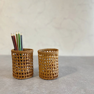 Porte-stylos en rotin naturel, organiseur de bureau, vente en gros, écologique, porte-crayons tissé à la main - Product Image 6