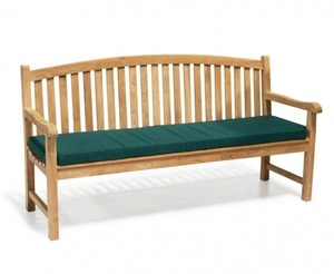 Outdoor Teak Wood Bench Padded Seat Railing Patio <b>Garden</b> Hotel Villa Furniture - Product Image 1