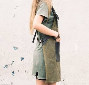 Delantal de Trabajo Impermeable de Lona Encerada Resistente con Cremallera, Ajustable con Tirantes Cruzados para Chef, Barbacoa, Barbero, Carpintero, Equipo de Taller LCA-0067 - Product Image 3