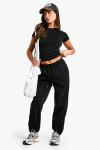 Pantalones Deportivos Extra Grandes de Primera Calidad para Mujer, Color Negro, Combinables, Tela Suave al Tacto, Pantalones Deportivos de Pierna Recta para Mujer - Product Image 5