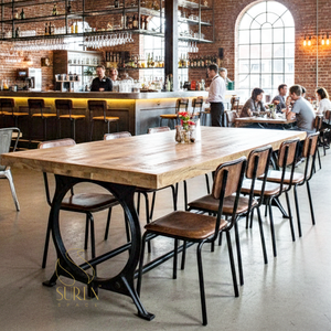 Table Industrielle Vintage Moderne Design Bois et Fer Matériau pour Salle à Manger Hôtel Maison Bar ou Salon pour Cuisine - Product Image 1