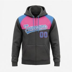 Sudaderas con Capucha y Cremallera OEM, 100% Algodón, Diseño de Cremallera Completa, Patrón Impreso, para Estudiantes, Atletas, Personal Corporativo, Logotipo Personalizado, Color Personalizado - Product Image 1