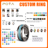 Bague de mariage pour homme en carbure de tungstène noir de 8 mm avec incrustation de pierres concassées bleu violet et météorite, ajustement confortable, vente en gros