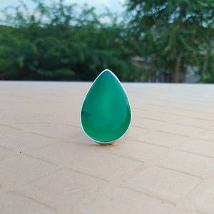 แหวนหยกเขียวเงินแท้ 925 ทำมือ รูปทรงลูกแพร์ เครื่องประดับอัญมณี ของขวัญสำหรับผู้หญิง แหวนแฟชั่นสวยหรู - Product Image 4