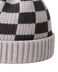 Gorro de Punto a Cuadros Gris y Blanco Personalizado, Gorro de Invierno Cálido con Pompón, Gorro de Punto Grueso Unisex, Gorro con Logo Personalizado, Proveedor OEM - Product Image 4