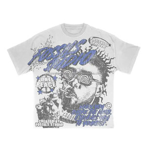 เสื้อยืดผู้ชายคอตตอน 100% หนัก 300 กรัม ทรงโอเวอร์ไซส์ สไตล์วินเทจ สตรีทแวร์ ป้องกันการหดตัว แขนสั้น แบบถัก สั่งทำได้ ปี 2026 ขายส่ง - Product Image 4