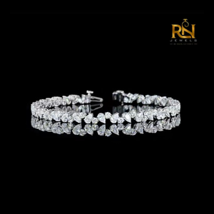 Pulsera de tenis con diamantes cultivados en laboratorio, corte pera y redondo, diseño floral, tipo eternidad, en oro macizo de 9K, 14K, 18K, joyería fina - Product Image 2