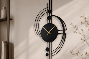 Modern Geometric Metal <b>Wall</b> <b>Clock</b> Abstract Black Round Designer <b>Clock</b> Contemporary Minimalist Home <b>Living</b> <b>Room</b> Office <b>Wall</b> Decor - Product Image 2