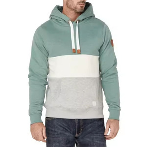 Tri-Color Block Mint Green White Grey Panel Thick <b>Rope</b> <b>Lace</b> Custom Patchwork and Logo Winter Fleece Men Hoodies - Product Image 6