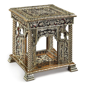 Table d'appoint en bois incrustée de nacre et d'os, style marocain, faite à la main, pour la décoration intérieure, prix le plus bas - Product Image 1