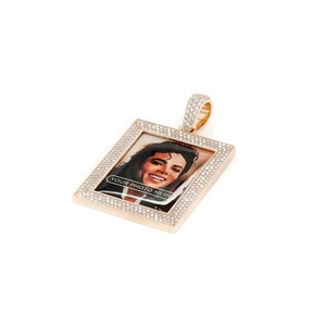 925 Sterling Silver Moissanite Diamond Iced Custom <b>Picture</b> Photo <b>Frame</b> Pendant Necklace Gold Plated Hip Hop Memory Fine Jewelry - Product Image 2