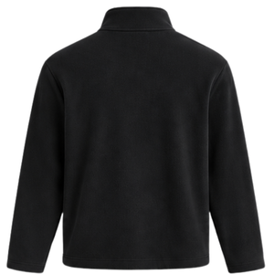Sweat-shirt à col montant zippé quart de tour en micro polaire noir uni, manches longues, doux et chaud, personnalisable par broderie, vente en gros - Product Image 2