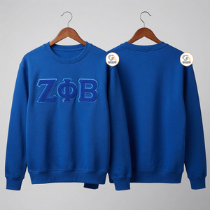 Sweat-shirt 100% Coton à Fermeture Éclair Intégrale avec Logo Brodé Zeta Phi Beta, Pull Polaire Uni Oversize à Col Rond pour l'Hiver - Product Image 1