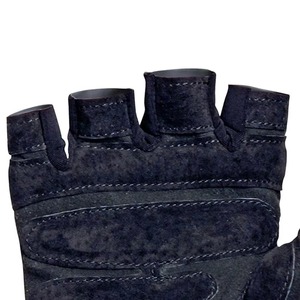 Professional <b>Leather</b> <b>Fingerless</b> Half Finger Gym <b>Gloves</b> for Weight Lifting Breathable Padded with Adjustable Wrist Strap - Product Image 5