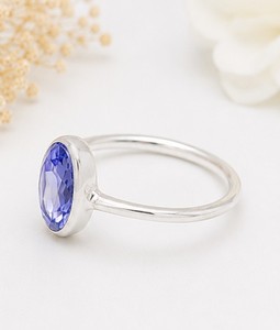 Tanzanite <b>Quartz</b> Oval <b>Ring</b>, Sterling Silver Gemstone <b>Ring</b>, Handmade 925 Silver <b>Ring</b>, Purple Blue <b>Quartz</b> Jewelry, Gift for Her - Product Image 2