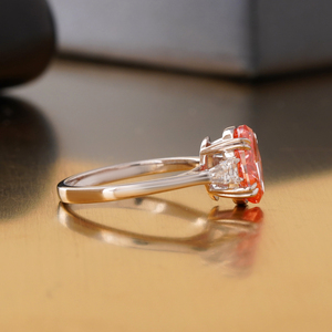 Fancy Vivid Red Oval Cut Lab Grown Diamond <b>Ring</b> 14K Yellow <b>Gold</b> VS1 Clarity VVS2 Statement <b>Cocktail</b> Jewelry with Good Cut - Product Image 3