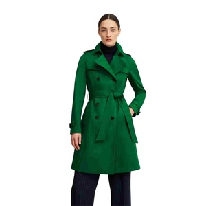 Gabardina de Mujer de Alta Calidad para Otoño, con Doble Botonadura, Estampada y Bordada, Chaqueta Cortavientos Larga con Cinturón para Mujer - Product Image 1