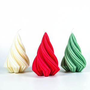 ชุดเชิงเทียนตกแต่งต้นคริสต์มาสแบบเกลียวทันสมัย ทำด้วยมือจากขี้ผึ้งถั่วเหลือง สำหรับตกแต่งบ้านในช่วงเทศกาลและวันหยุด - Product Image 1