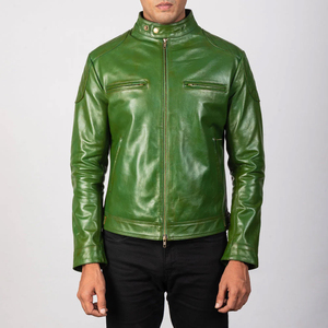 Veste de motard classique sur mesure en gros pour hommes, qualité supérieure, cuir véritable, à capuche, motif, saison hivernale - Product Image 3