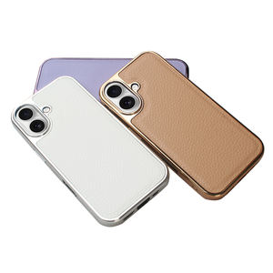 เคสโทรศัพท์หนัง PU ลายลิ้นจี่พรีเมียมพร้อมขอบโลหะมันวาวเคสแบบบางสำหรับ iPhone 17 Air 16 15 PRO MAX - Product Image 1