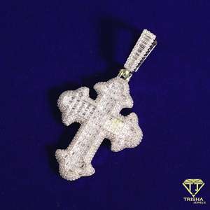 จี้ไขว้3D สุดหรูสำหรับผู้ชายและผู้หญิงเครื่องประดับฮิปฮอปเพชรสำหรับปลูกในห้องทดลองเงิน925 - Product Image 2