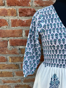 ชุดเดรสยาวคอวีผ้าฝ้ายสไตล์อินเดียชุดเดรสคอวีปักลายดอกไม้ชุดยาวพิมพ์ลาย - Product Image 4