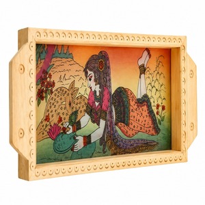 Plateau décoratif léger en bois blanc de qualité supérieure, idéal pour le petit-déjeuner ou comme accessoire de mariage, design antique, impression de haute qualité - Product Image 2