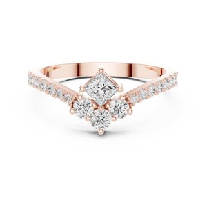 Anillo de Compromiso de Lujo con Diamante Ovalado en Oro Rosa y Banda de Diamantes en Racimo, Anillo de Regalo de Boda para Mujer, Joyería Personalizada - Product Image 1