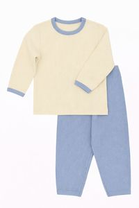 JALBEBE Set loungewear unisex a costine per neonati, manica lunga, in morbido cotone/modal/spandex, top e pantaloni, abbigliamento per la casa, tutte le stagioni, 2 pezzi - Product Image 5