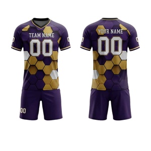 เสื้อผ้ากีฬาคุณภาพสูง 100% โพลีเอสเตอร์ พิมพ์ลายดิจิทัล ระบายอากาศได้ดี แขนสั้น ลายเรียบ ชุดกีฬาฟุตบอลแบบสั่งทำพิเศษ - Product Image 2