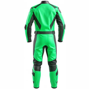 Traje de Motociclismo de Cuero Verde y Negro, Equipo de Protección Completo para Motociclistas - Product Image 2
