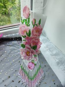 Collier Gerdan ukrainien attrayant : Bijou floral pivoine en perles de rocaille tchèques, Collier de perles bohème, Collier de fleurs pour cadeau de fête - Product Image 6